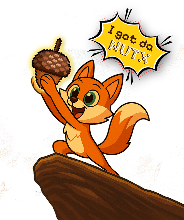 Fox mascot with acorn